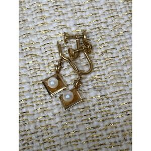 Vintage 14K Gold Filled Faux Pearl Screw Back Earrings - Stamped DEC